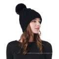 Chapéu de inverno alinhado de cetim chapéus de gorro pom